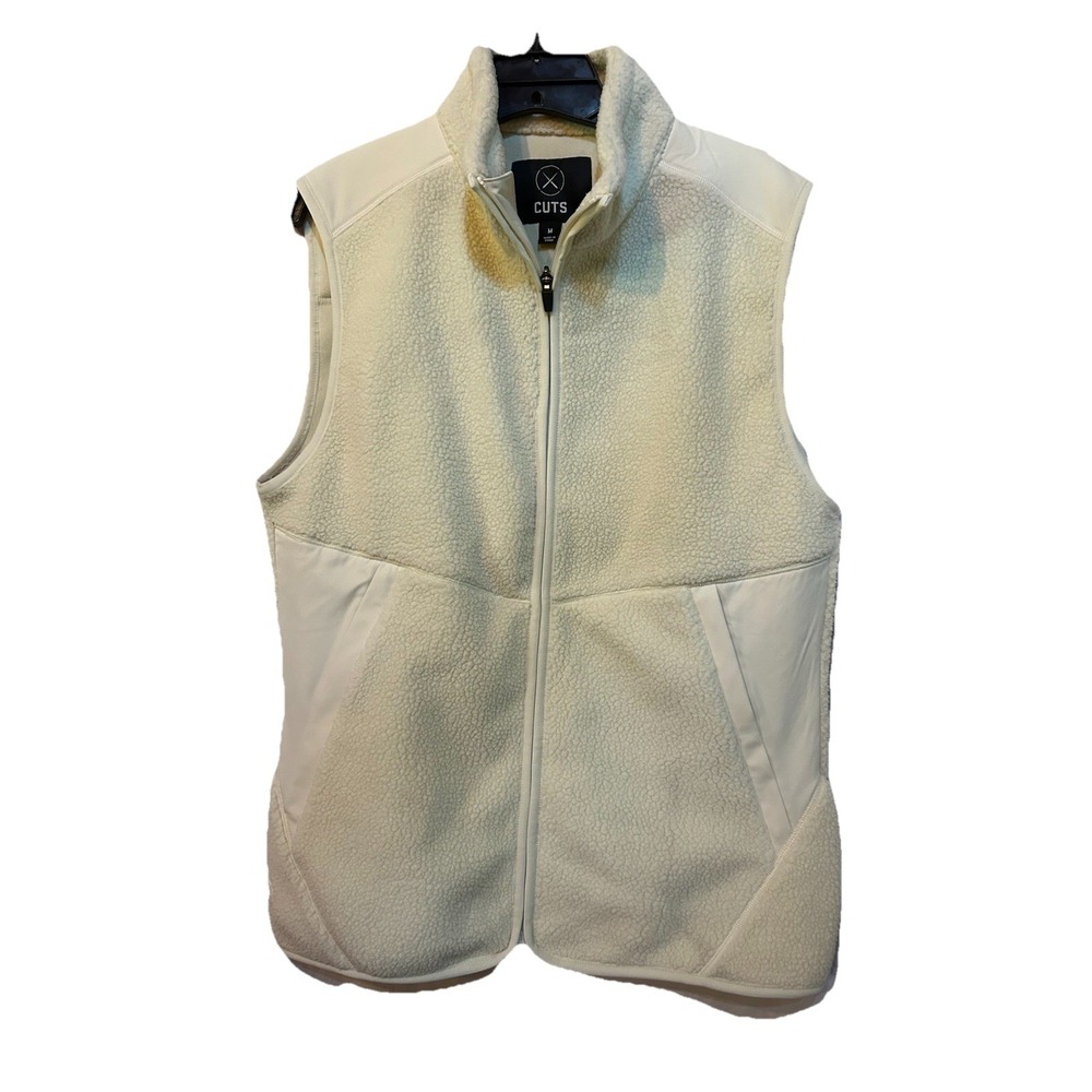 CUTS‎ Men's Polartec Sherpa Full Zip Cream Size Medium Pockets EUC